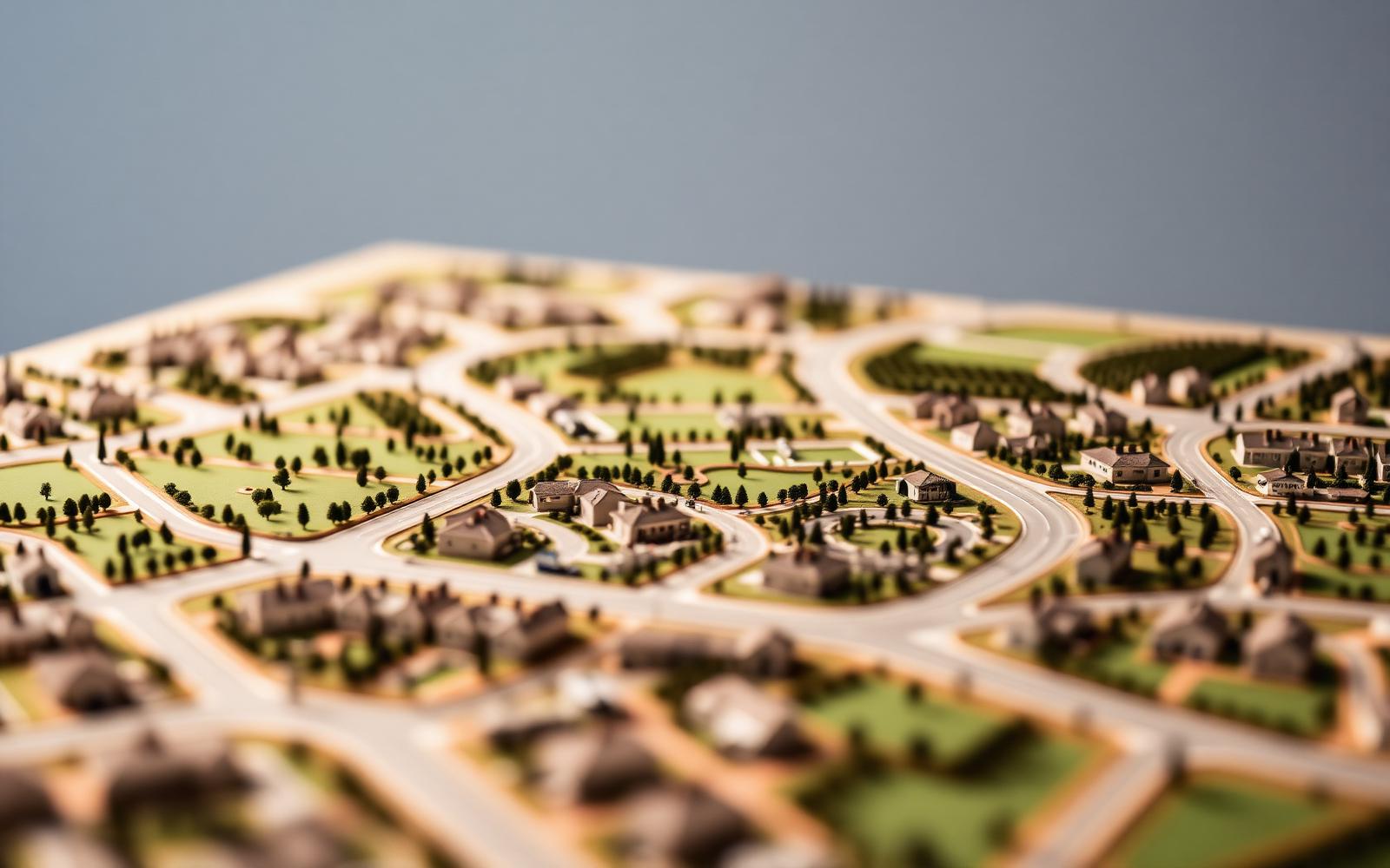 Architectural model of a master-planned estate community